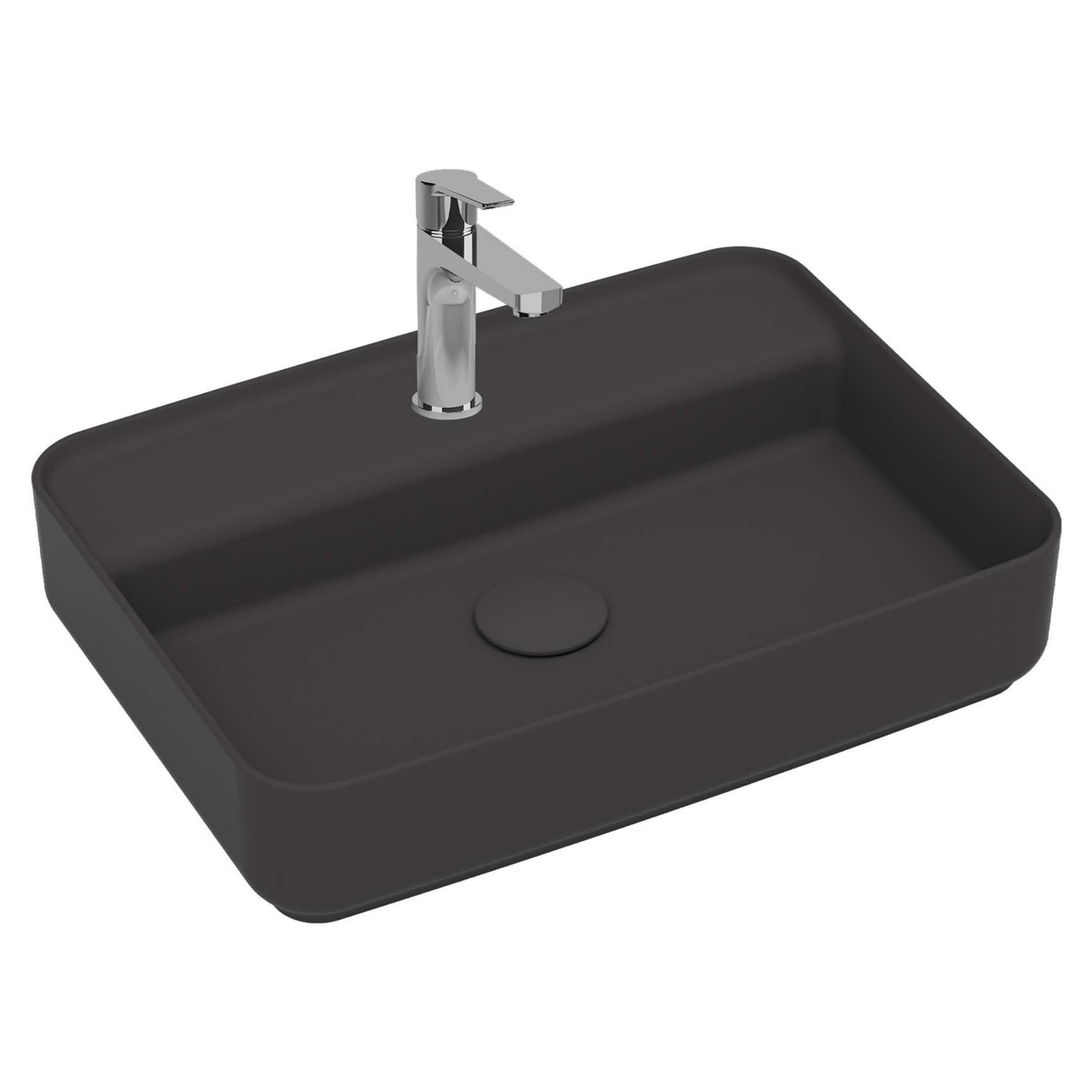 Isvea Infinity 55 cm Antrasit Batarya Delikli Tezgah Üzeri Lavabo