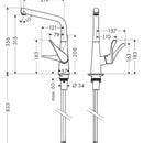 HansGrohe Metris M71 Tek Kollu Eviye Bataryası 320, Eco, 1Jet  - 14782000
