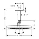 HansGrohe Raindance Select S Tepe Duşu 240 2 Jet, Tavan Bağlantısı İle - 26467400