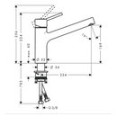 HansGrohe Talis M52 Tek Kollu Eviye Bataryası 170, Eco, 1Jet - 32857000