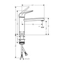 HansGrohe Focus M42 Tek Kollu Eviye Bataryası 120, Pencere Önü Montaj, 1Jet - 71807000