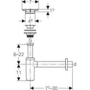 Geberit lavabo sifonu, kapak ve adaptör conta, yatay çıkış: d=32mm, G=1 1/4", Parlak krom