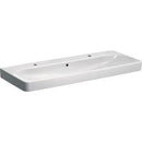 Geberit Smyle Square lavabo: B=120cm, T=48cm, Batarya deliği=Sol ve sağ, Taşma deliği=Görünür, Beyaz