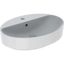 Geberit VariForm oval çanak lavabo, batarya banklı: B=60cm, T=45cm, Batarya deliği=Orta, Taşma deliği=Görünür, Beyaz