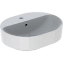 Geberit VariForm eliptik lavabo, batarya banklı: B=50cm, T=40cm, Batarya deliği=Orta, Taşma deliği=Görünür, Beyaz