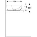 Geberit VariForm eliptik lavabo, batarya banklı: B=50cm, T=40cm, Batarya deliği=Orta, Taşma deliği=Görünür, Beyaz