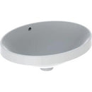 Geberit VariForm oval tezgah üstü lavabo: B=50cm, T=40cm, Batarya deliği=Yok, Taşma deliği=Görünür, Beyaz
