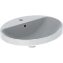 Geberit VariForm oval çanak lavabo, batarya banklı: B=55cm, T=45cm, Batarya deliği=Orta, Taşma deliği=Görünür, Beyaz