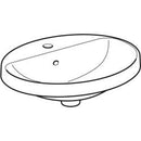 Geberit VariForm oval çanak lavabo, batarya banklı: B=55cm, T=45cm, Batarya deliği=Orta, Taşma deliği=Görünür, Beyaz