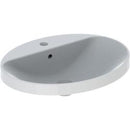 Geberit VariForm oval çanak lavabo, batarya banklı: B=60cm, T=48cm, Batarya deliği=Orta, Taşma deliği=Görünür, Beyaz