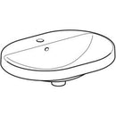 Geberit VariForm eliptik çanak lavabo, batarya banklı: B=60cm, T=45cm, Batarya deliği=Orta, Taşma deliği=Görünür, Beyaz