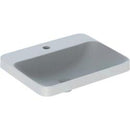 Geberit VariForm dikdörtgen çanak lavabo, batarya banklı: B=55cm, T=45cm, Batarya deliği=Orta, Taşma deliği=Yok, Beyaz