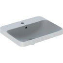 Geberit VariForm dikdörtgen çanak lavabo, batarya banklı: B=55cm, T=45cm, Batarya deliği=Orta, Taşma deliği=Görünür, Beyaz
