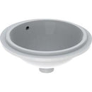 Geberit VariForm yuvarlak tezgah altı lavabo: T=42cm, Batarya deliği=Yok, Taşma deliği=Görünür, Beyaz