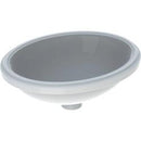 Geberit VariForm oval tezgah altı lavabo: B1=42cm, T=42cm, Batarya deliği=Yok, Taşma deliği=Yok, Beyaz