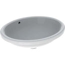 Geberit VariForm oval tezgah altı lavabo: B1=50cm, T=46cm, Batarya deliği=Yok, Taşma deliği=Görünür, Beyaz