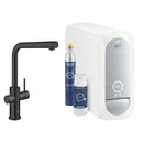 Grohe Blue Home Arıtmalı İçme Suyu ve Soda Yapan Spiralli Eviye Bataryası Seti, Kadife Siyah - 31539KS0