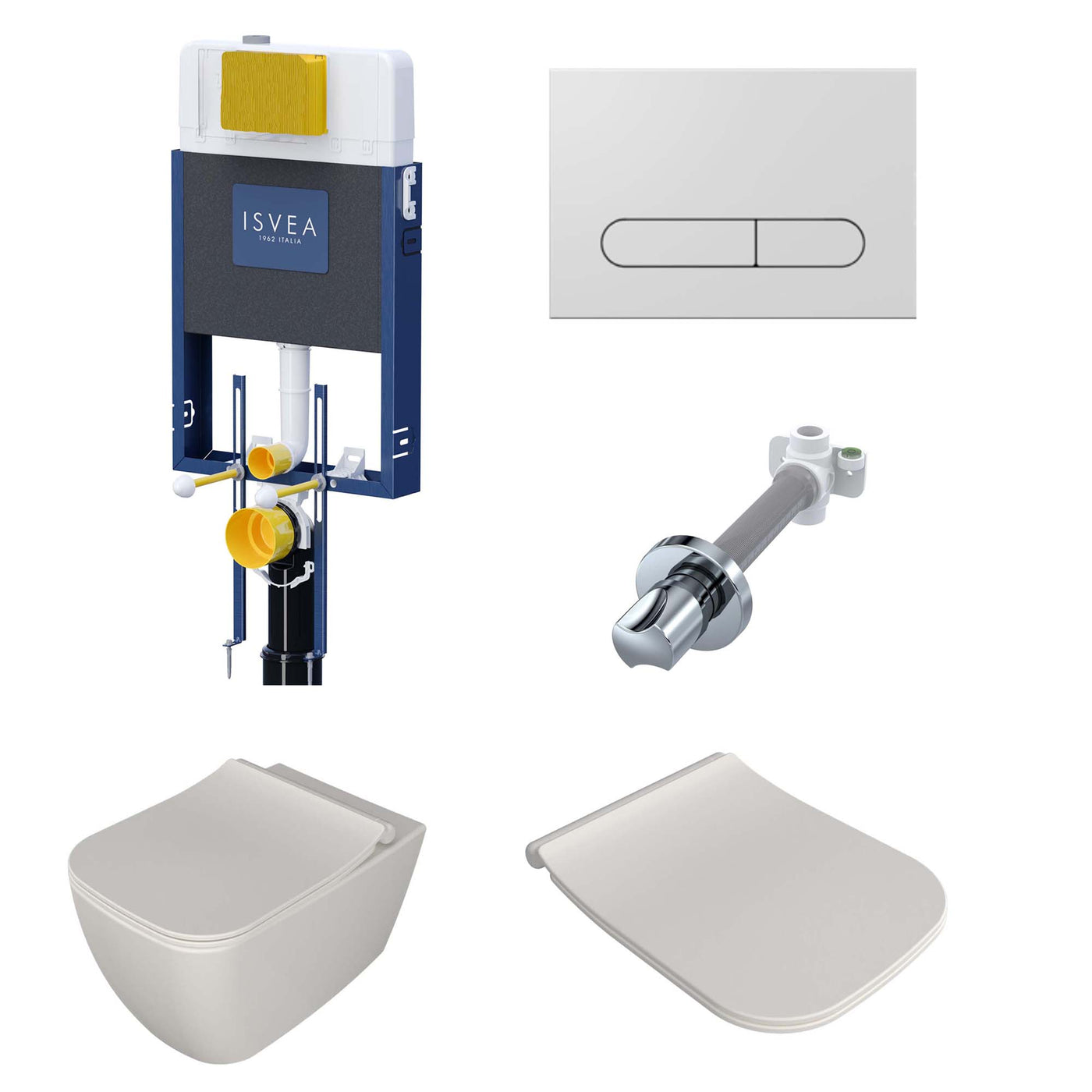 Isvea Vea Cubo Rimless Mat Beyaz Asma Klozet ve Gömme Rezervuar Seti