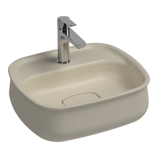 Isvea Fluido Fildişi Tezgah Üzeri Çanak Lavabo 47 cm Bas-Aç Set