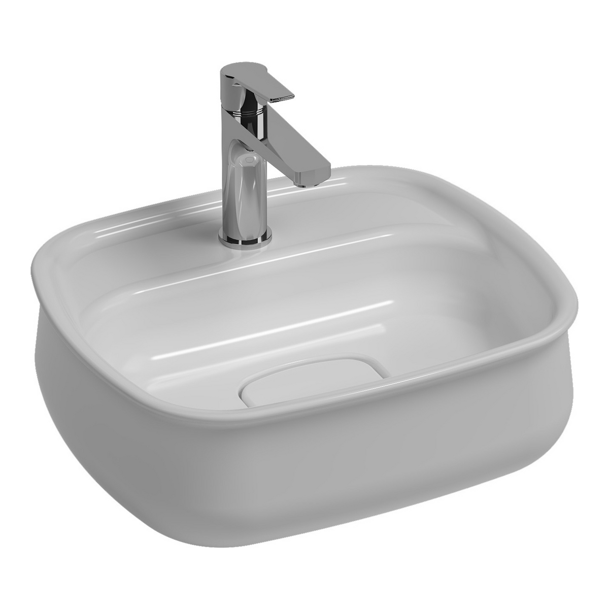 Isvea Fluido Mat Beyaz 47 cm Tezgah Üzeri Çanak Lavabo Bas-Aç Set