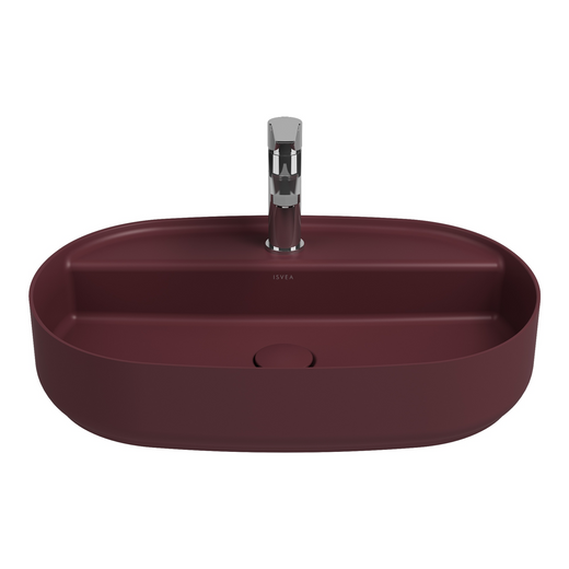 Isvea Infinity Rustik Bordo Batarya Delikli Tezgah Üzeri Lavabo 60 cm