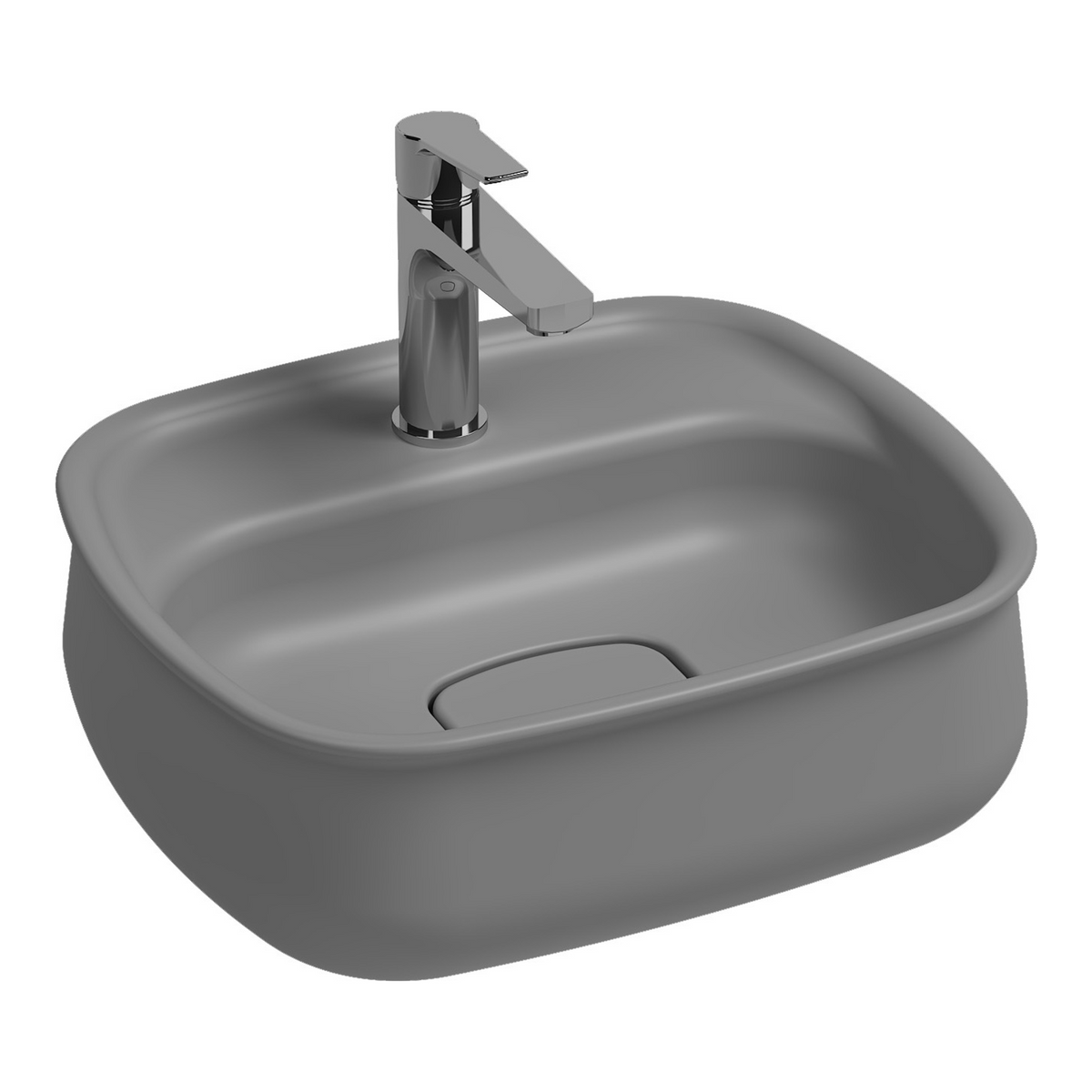 Isvea Fluido Stone Grey Tezgah Üzeri Çanak Lavabo 47 cm Bas-Aç Set