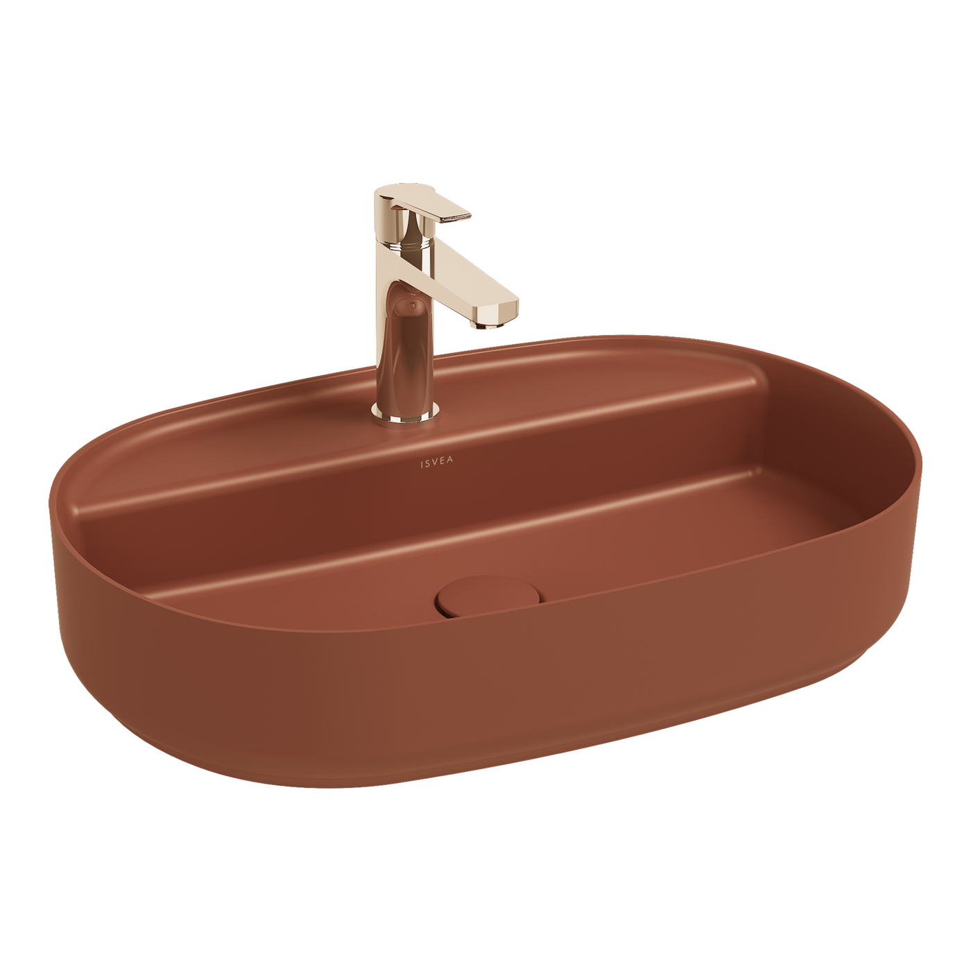 Isvea Infinity Terracotta Batarya Delikli Tezgah Üzeri Lavabo 60 cm