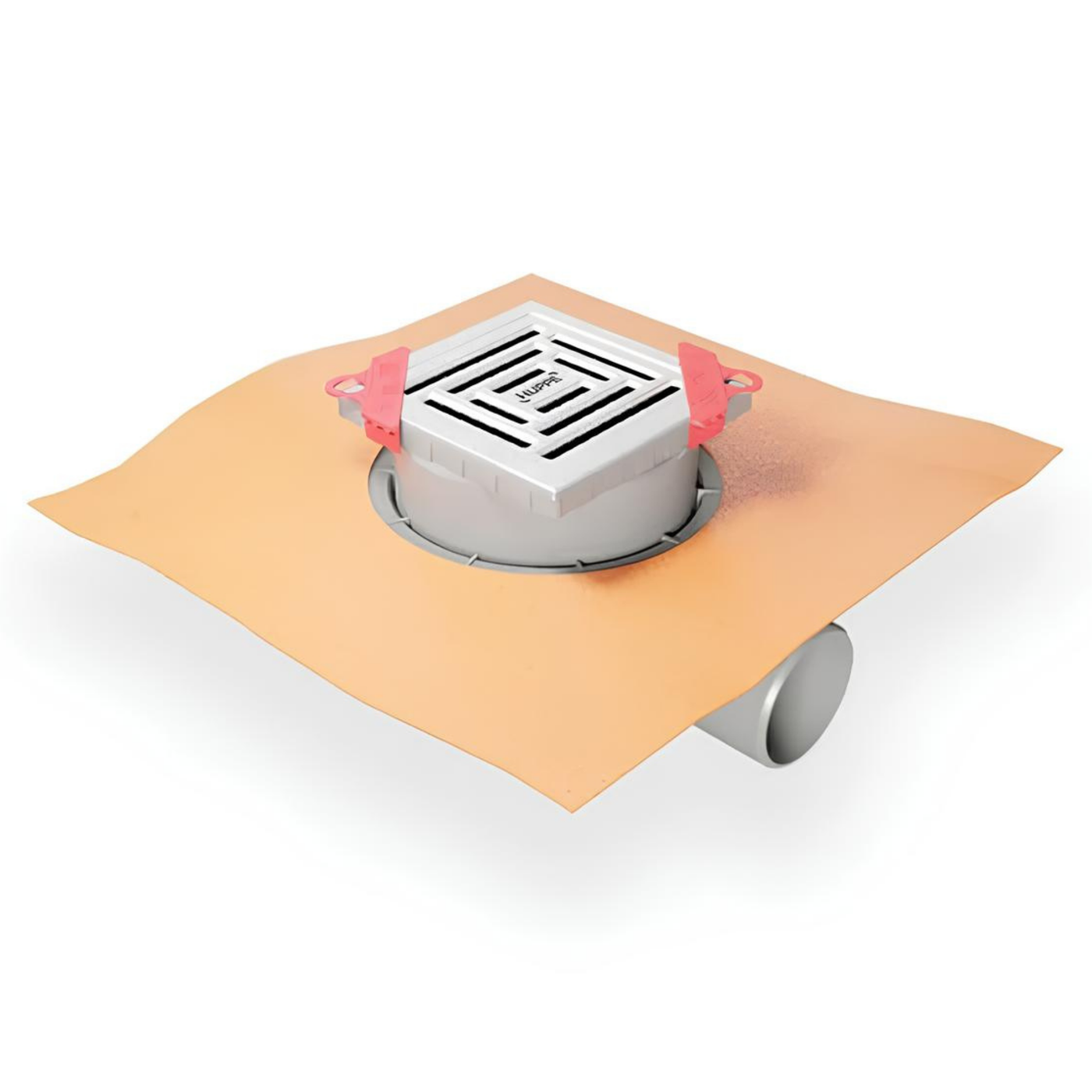 Hüppe MasterX Yalıtımlı Noktasal Su Gideri 15 x 15 cm Mat Yandan Çıkışlı