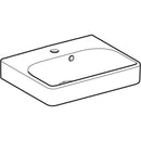 Asimetrik taşmalıklı Geberit Smyle Square küçük lavabo: Beyaz, B=45cm, H=16cm, T=36cm, Batarya deliği=Orta, Taşma deliği=Görünür