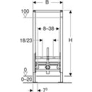Bide için Geberit Duofix elemanı, 112 cm, üniversal: B=50cm, T=10cm