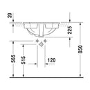Duravit Lavabo Üstten Geçme 1930 Seri 58 cm Üç Delikli 0476580030