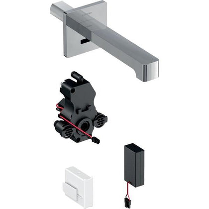 Geberit Brenta lavabo bataryası, ankastre, pilli, sıva altı fonksiyon kutusu ile: Parlak krom, L=22cm, Mikser=Mikserli