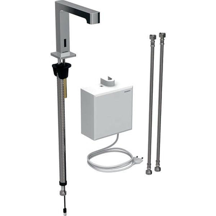 Geberit Brenta lavabo bataryası, tezgah üstü, elektrikli, sıva üstü fonksiyon kutusu ile: Parlak krom, Mikser=Miksersiz