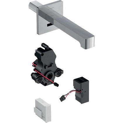 Geberit lavabo bataryası Brenta, ankastre, elektrikli, sıva altı fonksiyon kutusu ile: Parlak krom, L=22cm, Mikser=Miksersiz