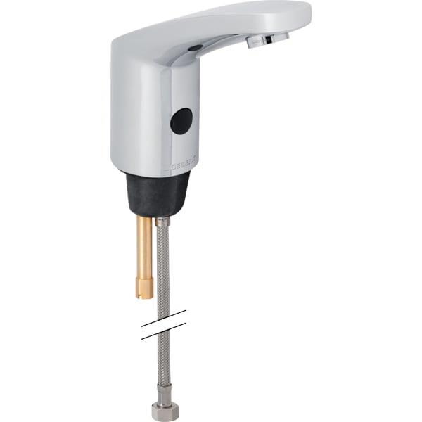 Geberit lavabo bataryası Type 185, pilli: Parlak krom, Mikser=Miksersiz