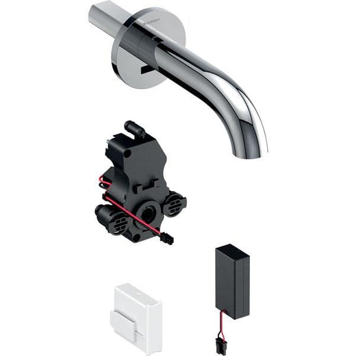 Geberit Piave lavabo bataryası, ankastre, pilli, sıva altı fonksiyon kutusu ile: Parlak krom, L=22cm, Mikser=Mikserli