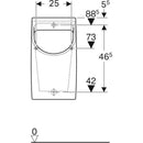 Geberit Smyle arkadan girişli pisuvar, arkadan çıkışlı: T=30cm, Çıkış=Arkaya, Giriş=Arka, Beyaz