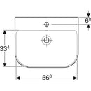 Geberit Smyle lavabo: B=60cm, T=48cm, Batarya deliği=Orta, Taşma deliği=Görünür, Beyaz
