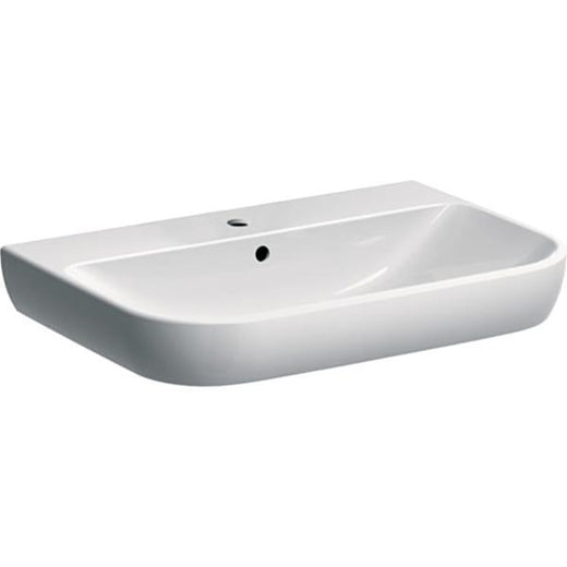 Geberit Smyle lavabo: B=70cm, T=48cm, Batarya deliği=Orta, Taşma deliği=Görünür, Beyaz