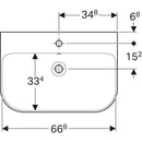 Geberit Smyle lavabo: B=70cm, T=48cm, Batarya deliği=Orta, Taşma deliği=Görünür, Beyaz
