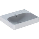 Geberit Smyle Square küçük lavabo: Beyaz, B=50cm, H=16cm, T=41cm, Batarya deliği=Orta, Taşma deliği=Görünür
