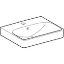 Geberit Smyle Square küçük lavabo: Beyaz, B=50cm, H=16cm, T=41cm, Batarya deliği=Orta, Taşma deliği=Görünür