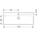 Geberit Smyle Square lavabo: B=120cm, T=48cm, Batarya deliği=Orta, Taşma deliği=Görünür, Beyaz