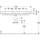 Geberit Smyle Square lavabo: B=120cm, T=48cm, Batarya deliği=Orta, Taşma deliği=Görünür, Beyaz