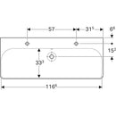 Geberit Smyle Square lavabo: B=120cm, T=48cm, Batarya deliği=Sol ve sağ, Taşma deliği=Görünür, Beyaz