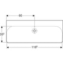 Geberit Smyle Square lavabo: B=120cm, T=48cm, Batarya deliği=Yok, Taşma deliği=Görünür, Beyaz