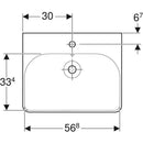 Geberit Smyle Square lavabo: B=60cm, T=48cm, Batarya deliği=Orta, Taşma deliği=Görünür, Beyaz