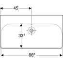 Geberit Smyle Square lavabo: B=90cm, T=48cm, Batarya deliği=Yok, Taşma deliği=Görünür, Beyaz
