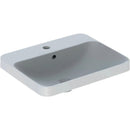 Geberit VariForm dikdörtgen çanak lavabo, batarya banklı: B=55cm, T=45cm, Batarya deliği=Orta, Taşma deliği=Görünür, Beyaz
