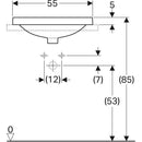 Geberit VariForm dikdörtgen tezgah üstü lavabo: B=55cm, T=40cm, Batarya deliği=Yok, Taşma deliği=Yok, Beyaz